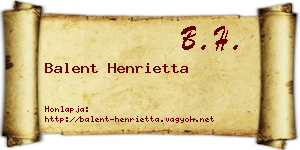 Balent Henrietta névjegykártya